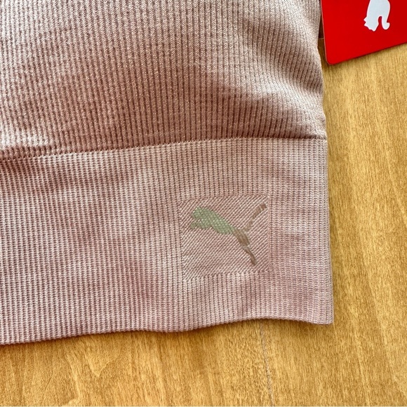 Puma Low Support Ribbed Seamless Bra, Bark/Blush Pink, Size Medium - Picture 8 of 14